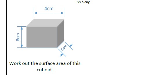 Surface area of a cuboid, ordering algebraic terms, decimals to fractions, percentage increase, calculate percentages, calendar calculations